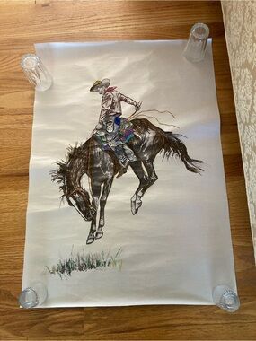 New canvas poster cowboy hand embroidered accents